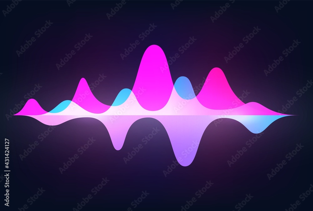 Leinwandbilder Spectrum sound wave. Frequency abstract soundtrack waveform. Voice graph signal. Minimal audio tracks with peaks. Isolated horizontal equalizer indicators. Vector digital tune record