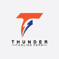 Letter T Thunder electric lightning logo vector illustration design.Flash T Letter Logo, Electrical Bolt Logo Vector