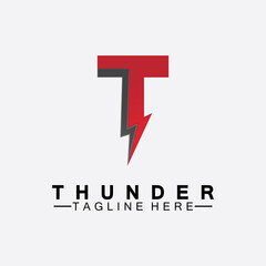 Obraz premium Letter T Thunder electric lightning logo vector illustration design.Flash T Letter Logo, Electrical Bolt Logo Vector