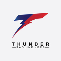 Letter T Thunder electric lightning logo vector illustration design.Flash T Letter Logo, Electrical Bolt Logo Vector
