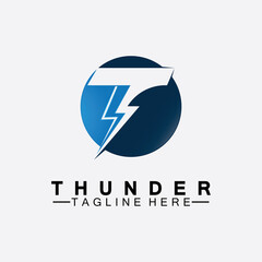 Letter T Thunder electric lightning logo vector illustration design.Flash T Letter Logo, Electrical Bolt Logo Vector