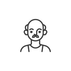 Elderly man with a moustache line icon