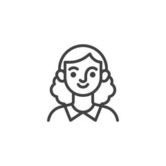 Smiling girl avatar line icon
