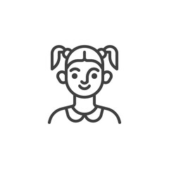 Girl with stylish hairstyle line icon