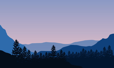 Incredible Panorama of the morning sky with extraordinary natural scenery. Vector illustration