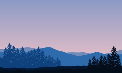 Beautiful views of the mountains from the edge of the city during sunrises in the morning. Vector illustration