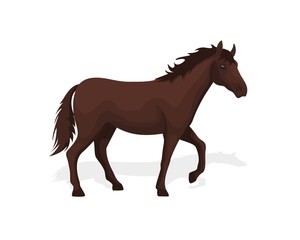 Obraz na płótnie Canvas Horse standing logo vector. Dashing brown equine animal design. vector illustration