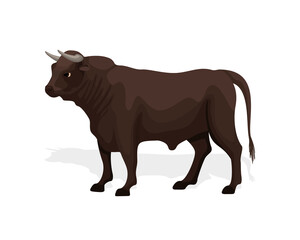 Strong bull logo vector. Muscular horned animal logo design in realistic style. vector illustration