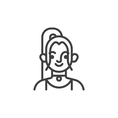 Girl with stylish hairstyle line icon