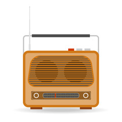 Retro radio. Retro radio icon isolated on white background. Vector illustration.
