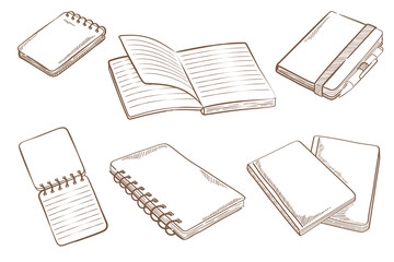 note paper book doodle set - Free hand drawing vector