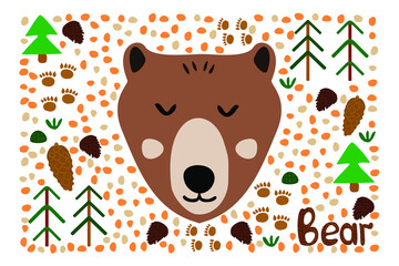 doodles cute animals collection bear in the forest cute sticker