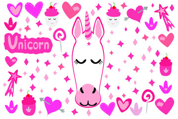 doodles cute animals collection unicorn cute sticker