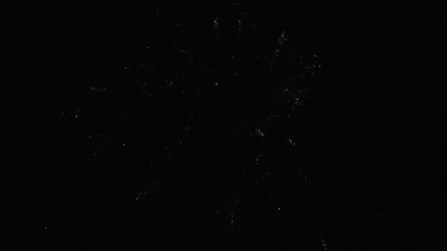 Super slow motion shot of fireworks exploding at night
