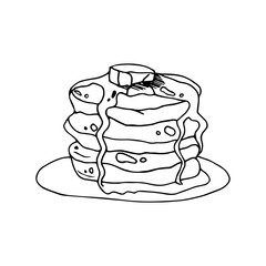 Vector images of breakfast pancakes with butter 