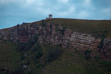 Old Stone Lookout Tower Constructed at top of Cliff