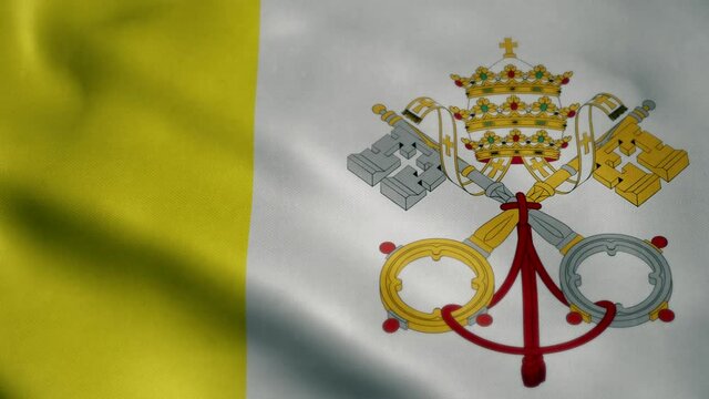 Flag of Vatican, slow motion waving. Looping animation. Ideal for sport events, led screen, international competitions, motion graphics etc