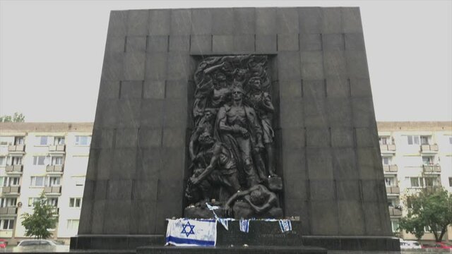 Warsaw Ghetto Uprising Memorial In Warsaw, Poland.