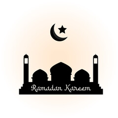 Ramadan Kareem illustration with Islamic symbol of crescent moon and mosque dome