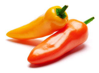 Two Chili or sweet peppers isolated on white background
