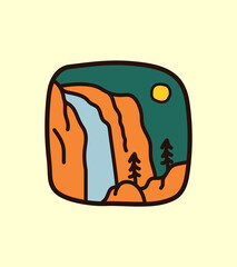 waterfall design for t-shirts design, badges, emblem, glasses, cups, smart phone, pins and other