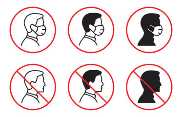 No entry without face mask icon. Vector illustration isolated.