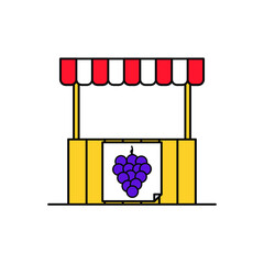Grape booth Illustration. modern simple vector icon, flat graphic symbol in trendy flat design style. wallpaper. lockscreen. pattern. frame, background, backdrop, sign, logo.