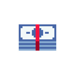Obraz premium Banknotes icon. Pixel art flat style. 8-bit. Sticker design. Isolated vector illustration.