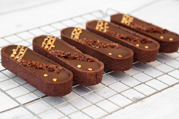 Salted caramel dark chocolate tart, pie
