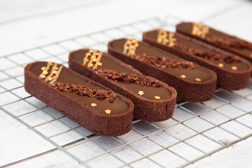 Salted caramel dark chocolate tart, pie