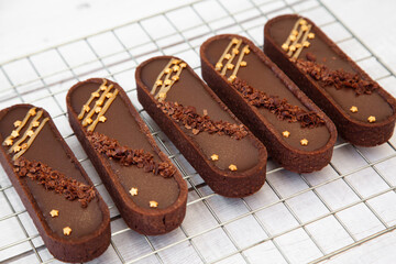 Salted caramel dark chocolate tart, pie