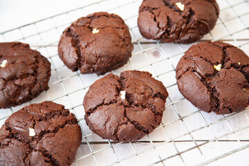 Homemade giant dark chocolate cookie