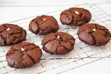 Homemade giant dark chocolate cookie