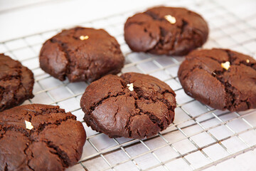 Homemade giant dark chocolate cookie