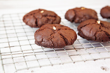 Homemade giant dark chocolate cookie