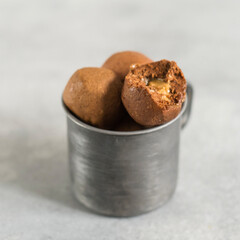 Vegan candy close-up. The concept of healthy desserts. Copy space.