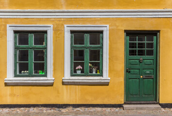 Fototapeta na wymiar Door and windows of a historic house in Ribe
