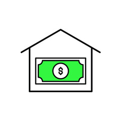 house of Money Illustration. modern simple vector icon, flat graphic symbol in trendy flat design style. wallpaper. lockscreen. pattern. frame, background, backdrop, sign, logo.