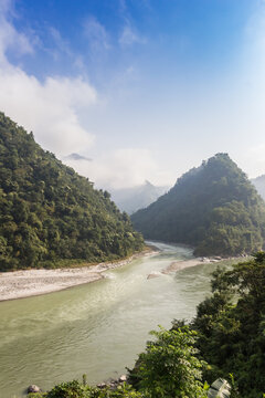 View Over The Trishuli River Near Pokhara