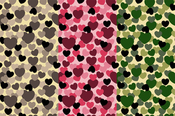 Seamless Camouflage pattern - hearts shapes, texture military camouflage repeats seamless army hunting