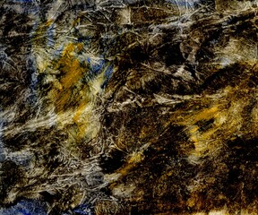 Abstract textured dark background with acrylic liquid paints, dark stone