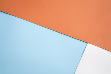 Abstract background of three color paper brown, blue and white paper sheet texture 