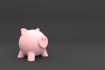 3D illustrations of a pink piggy bank safe for your money representing financial savings and financial security over a black background