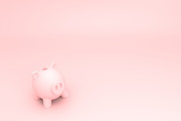 3D illustrations of a pink piggy bank safe for your money representing financial savings and financial security over a pink background