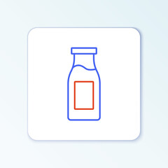 Line Closed glass bottle with milk icon isolated on white background. Colorful outline concept. Vector
