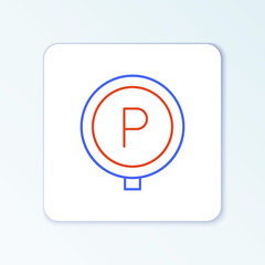 Line Parking icon isolated on white background. Street road sign. Colorful outline concept. Vector