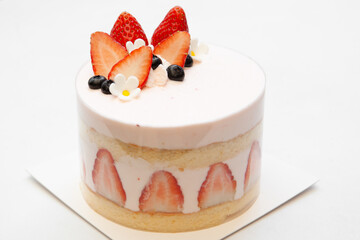 Strawberry short cake with fresh cream for birthday