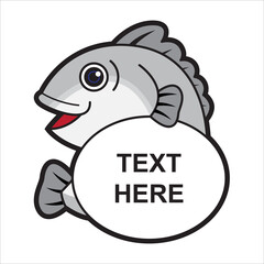 Cartoon tuna fish logo template layout