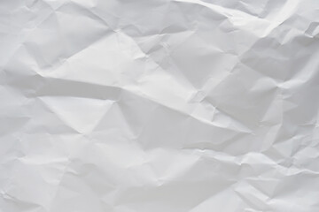 White crumpled paper texture background.