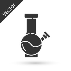 Grey Glass bong for smoking marijuana or cannabis icon isolated on white background. Vector Illustration